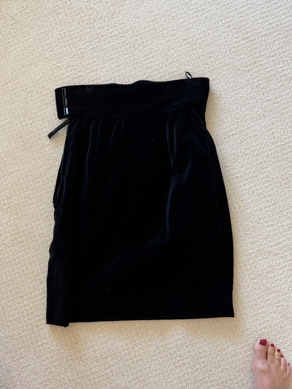 Saint Laurent Black Velvet Pencil Skirt